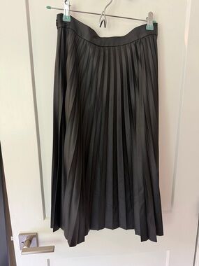 LOFT Pleated Faux Leather Midi Skirt